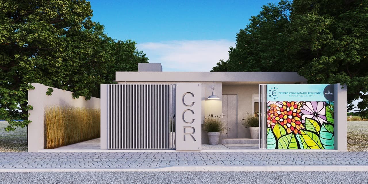 Edificio con un mural colorido en la pared lateral, que añade vida y arte al entorno urbano.